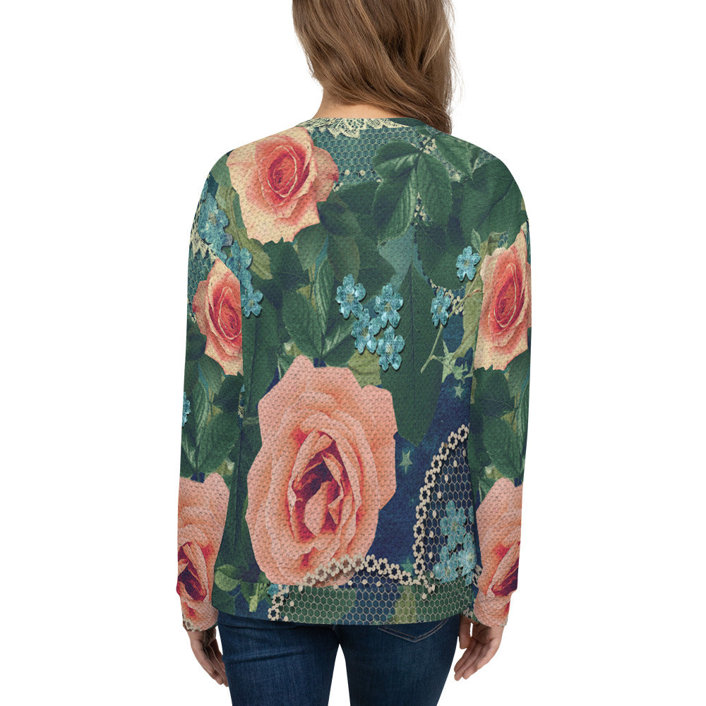 Lace Print sweatshirt, womens long sleeve top, Size XS to 3XL plus size, design 01