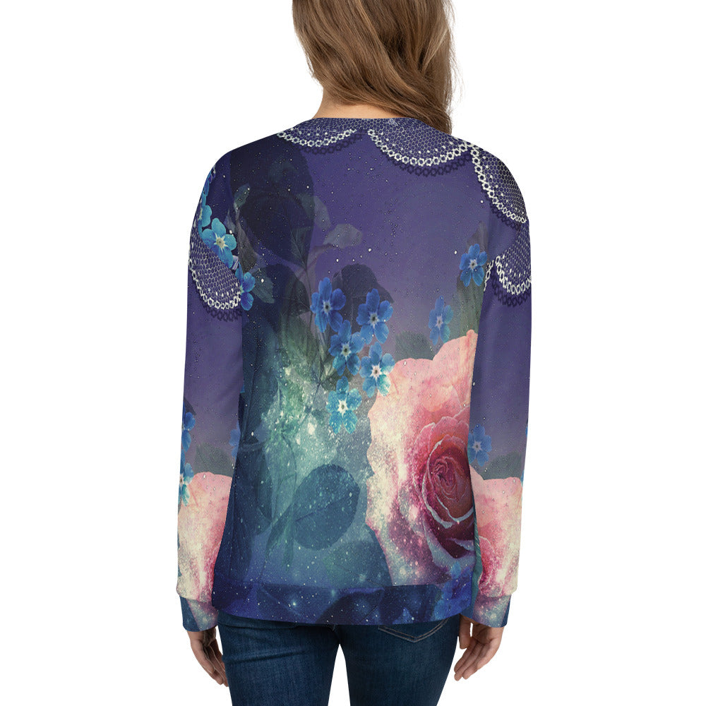 Lace Print sweatshirt, womens long sleeve top, Size XS to 3XL plus size, design 02