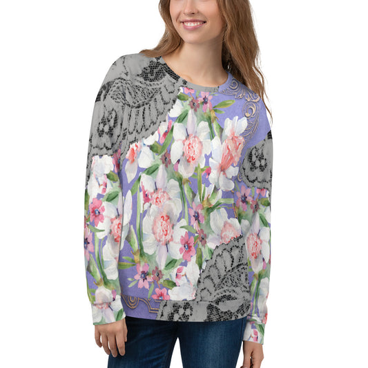 Lace Print sweatshirt, womens long sleeve top, Size XS to 3XL plus size, design 45