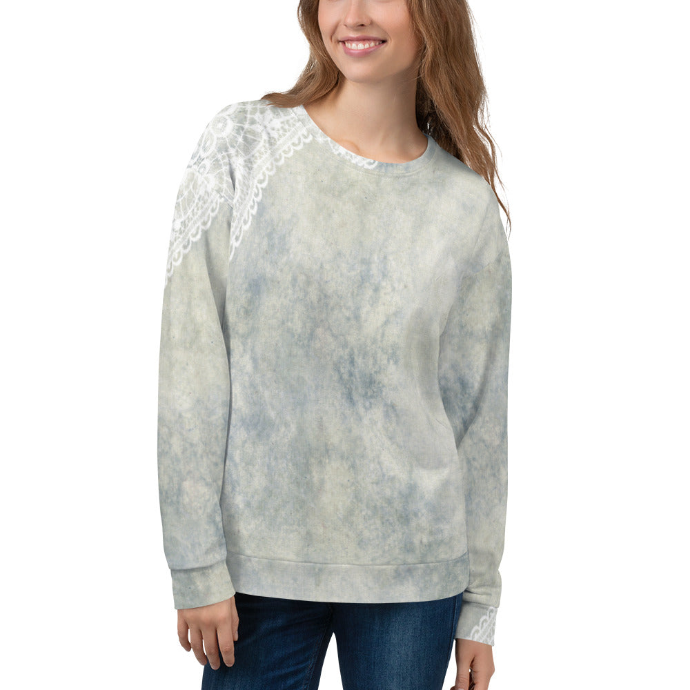 Lace Print sweatshirt, womens long sleeve top, Size XS to 3XL plus size, design 36