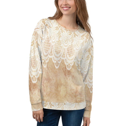 Lace Print sweatshirt, womens long sleeve top, Size XS to 3XL plus size, design 30