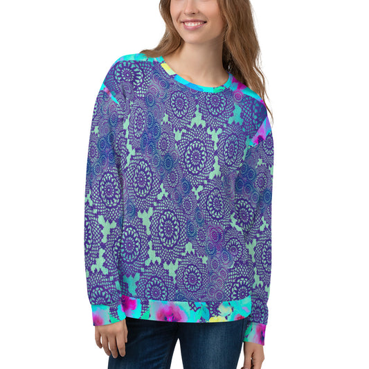 Lace Print sweatshirt, womens long sleeve top, Size XS to 3XL plus size, design 14