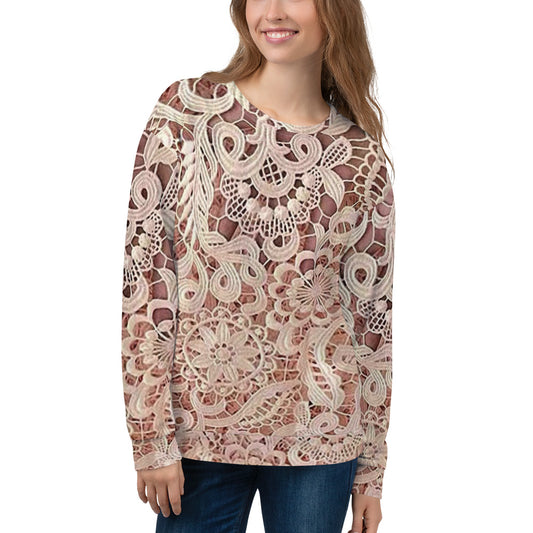 Lace Print sweatshirt, womens long sleeve top, Size XS to 3XL plus size, design 11