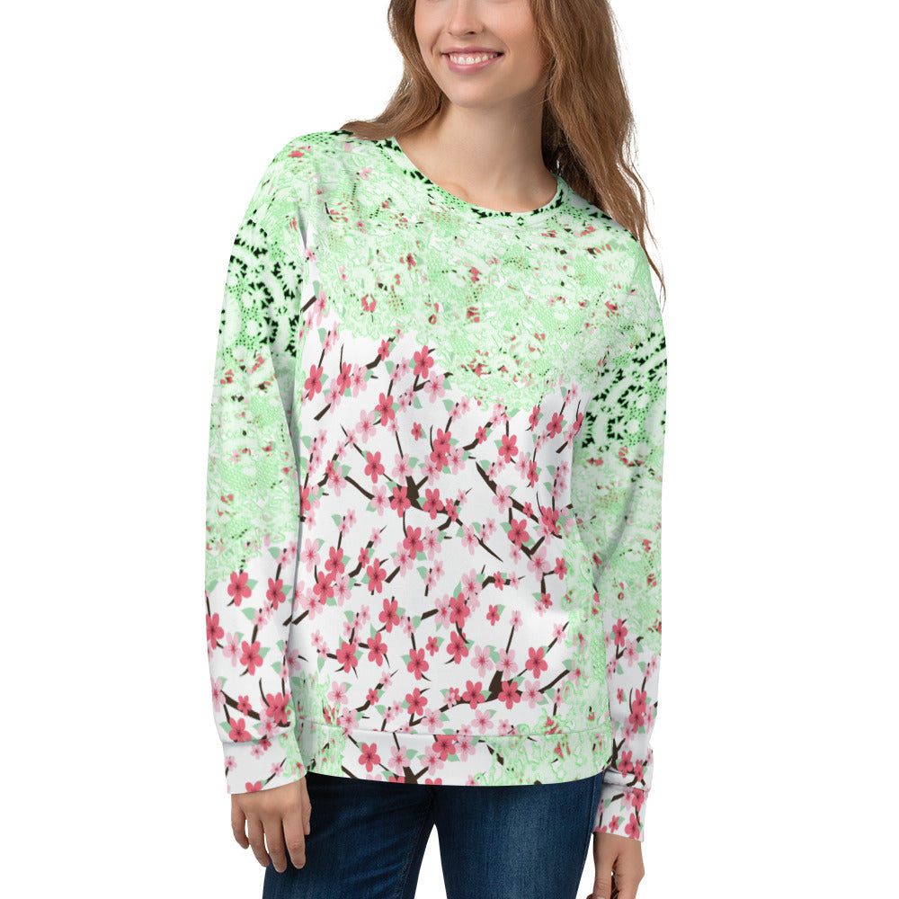Lace Print sweatshirt, womens long sleeve top, Size XS to 3XL plus size, design 10