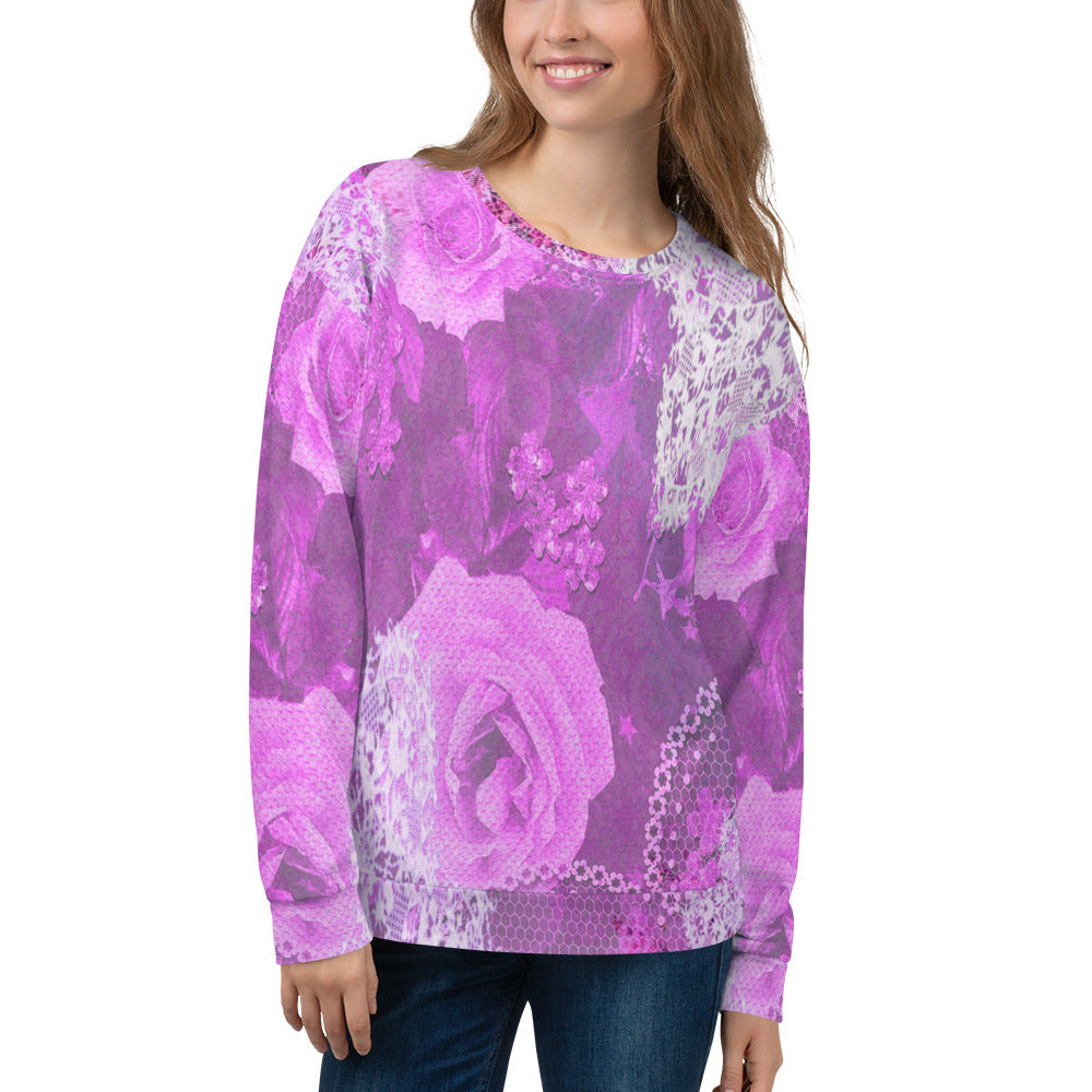 Lace Print sweatshirt, womens long sleeve top, Size XS to 3XL plus size, design 03