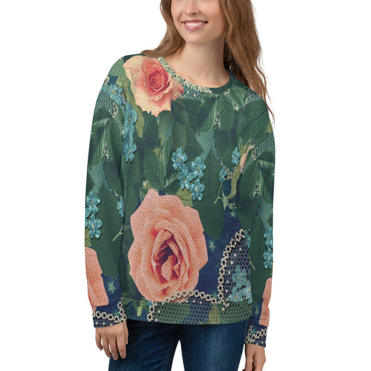 Lace Print sweatshirt, womens long sleeve top, Size XS to 3XL plus size, design 01