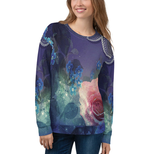 Lace Print sweatshirt, womens long sleeve top, Size XS to 3XL plus size, design 02