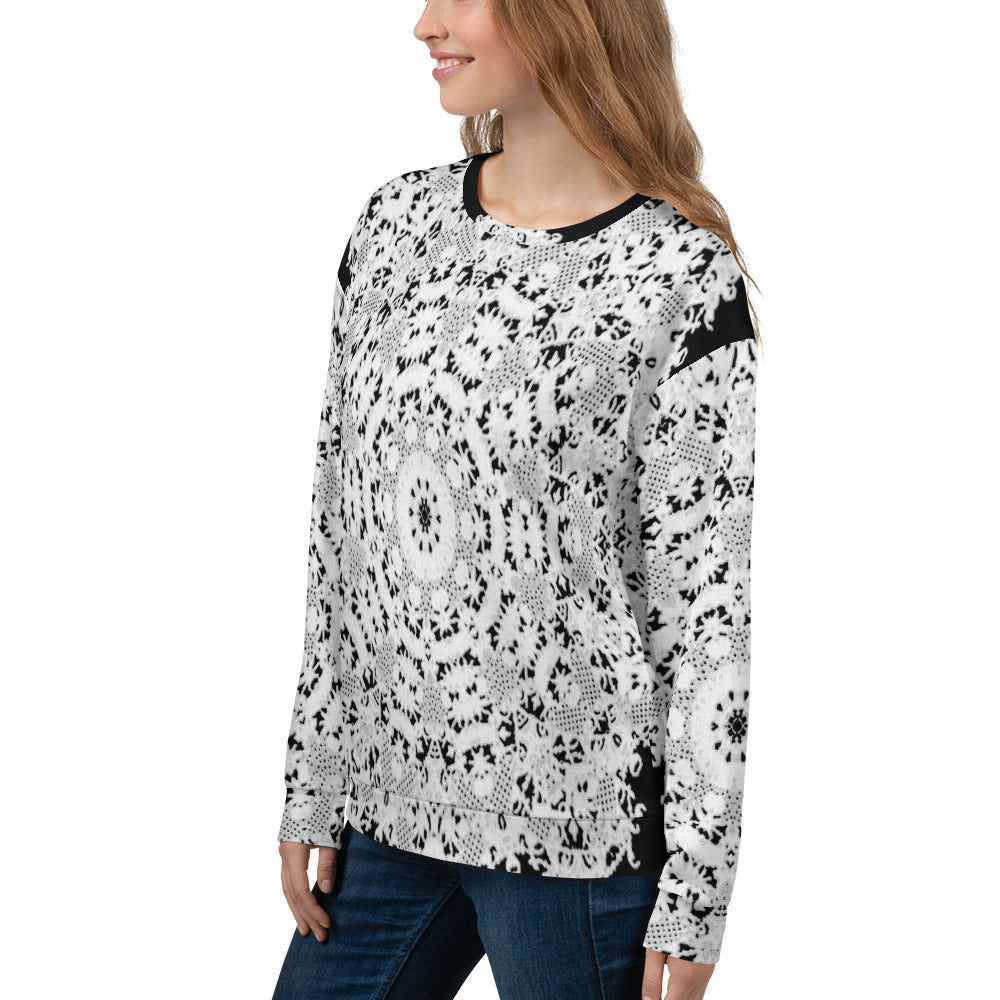 Lace Print sweatshirt, womens long sleeve top, Size XS to 3XL plus size, design 50