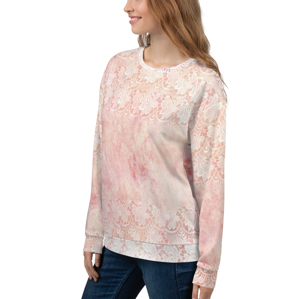 Lace Print sweatshirt, womens long sleeve top, Size XS to 3XL plus size, design 38