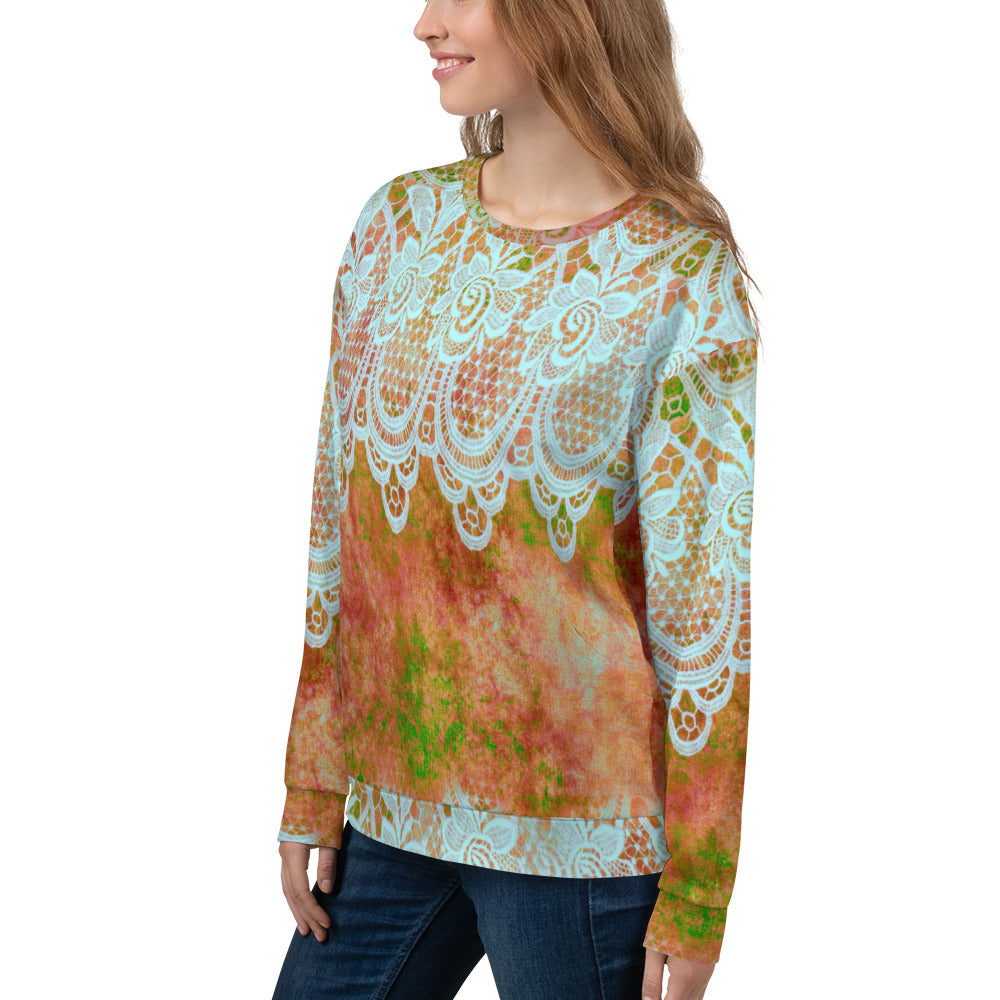 Lace Print sweatshirt, womens long sleeve top, Size XS to 3XL plus size, design 31
