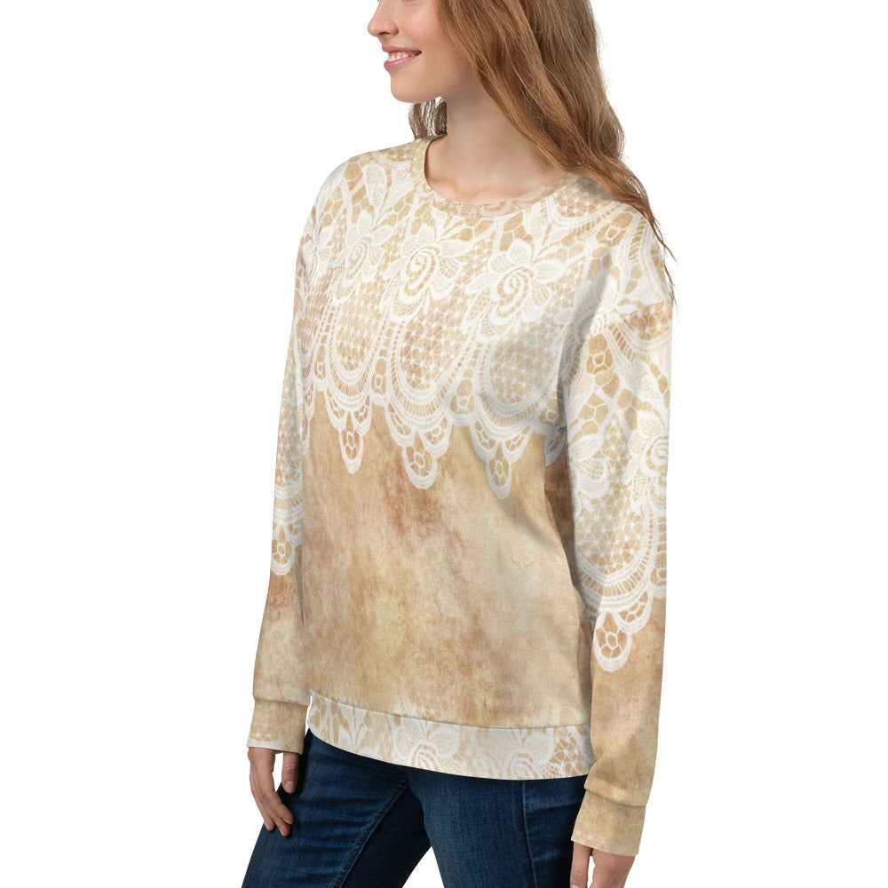 Lace Print sweatshirt, womens long sleeve top, Size XS to 3XL plus size, design 30