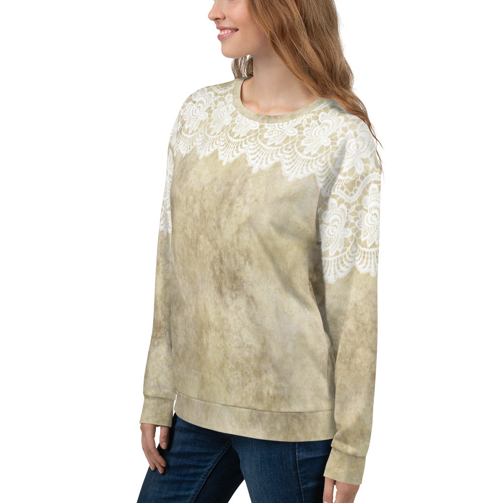 Lace Print sweatshirt, womens long sleeve top, Size XS to 3XL plus size, design 28