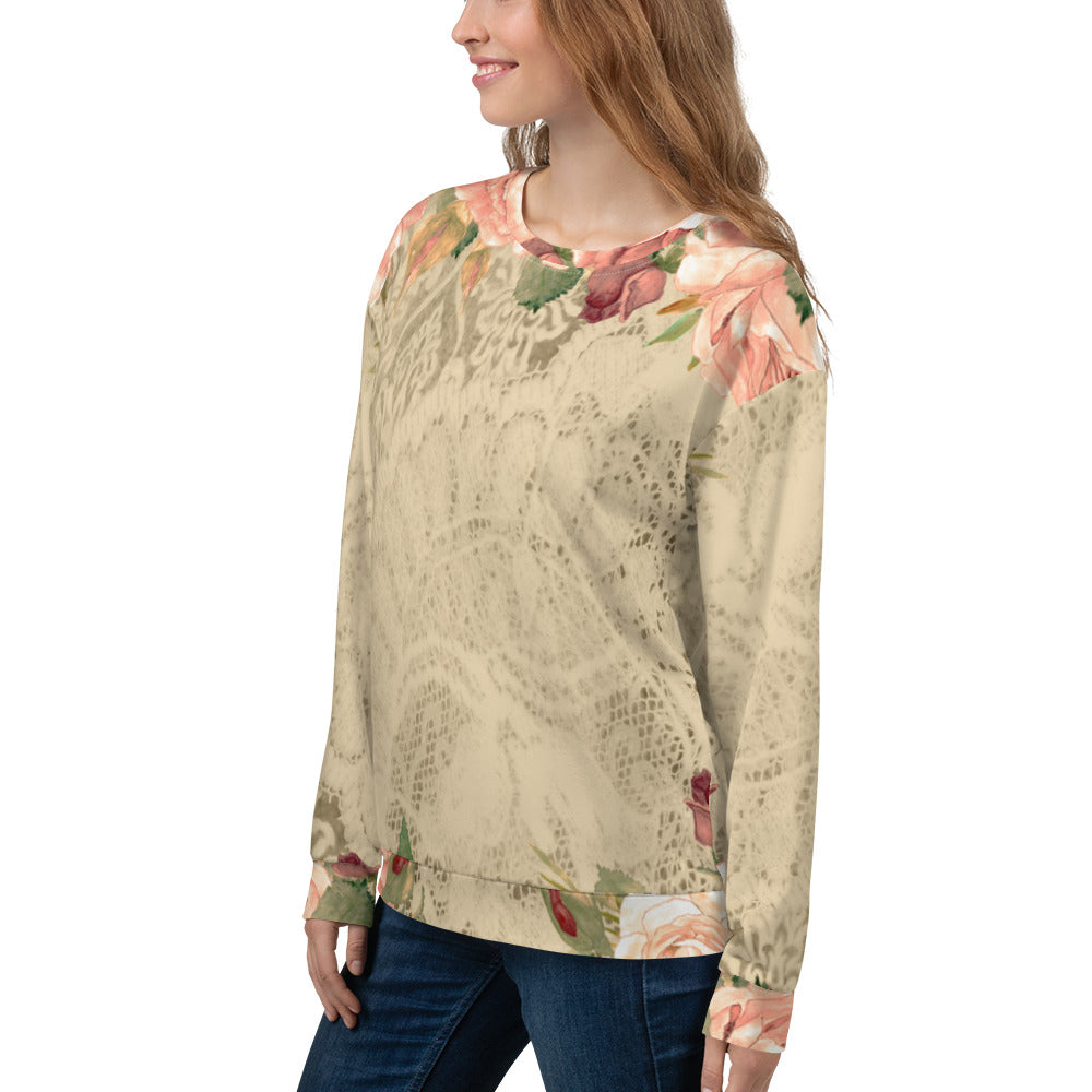 Lace Print sweatshirt, womens long sleeve top, Size XS to 3XL plus size, design 25