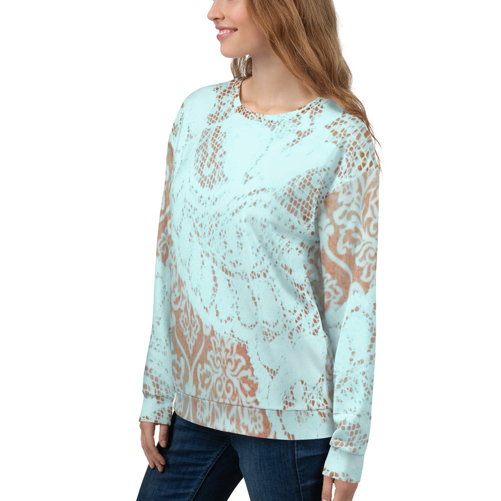 Lace Print sweatshirt, womens long sleeve top, Size XS to 3XL plus size, design 23