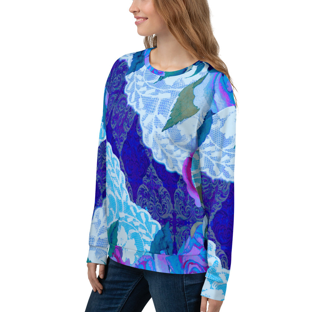 Lace Print sweatshirt, womens long sleeve top, Size XS to 3XL plus size, design 20
