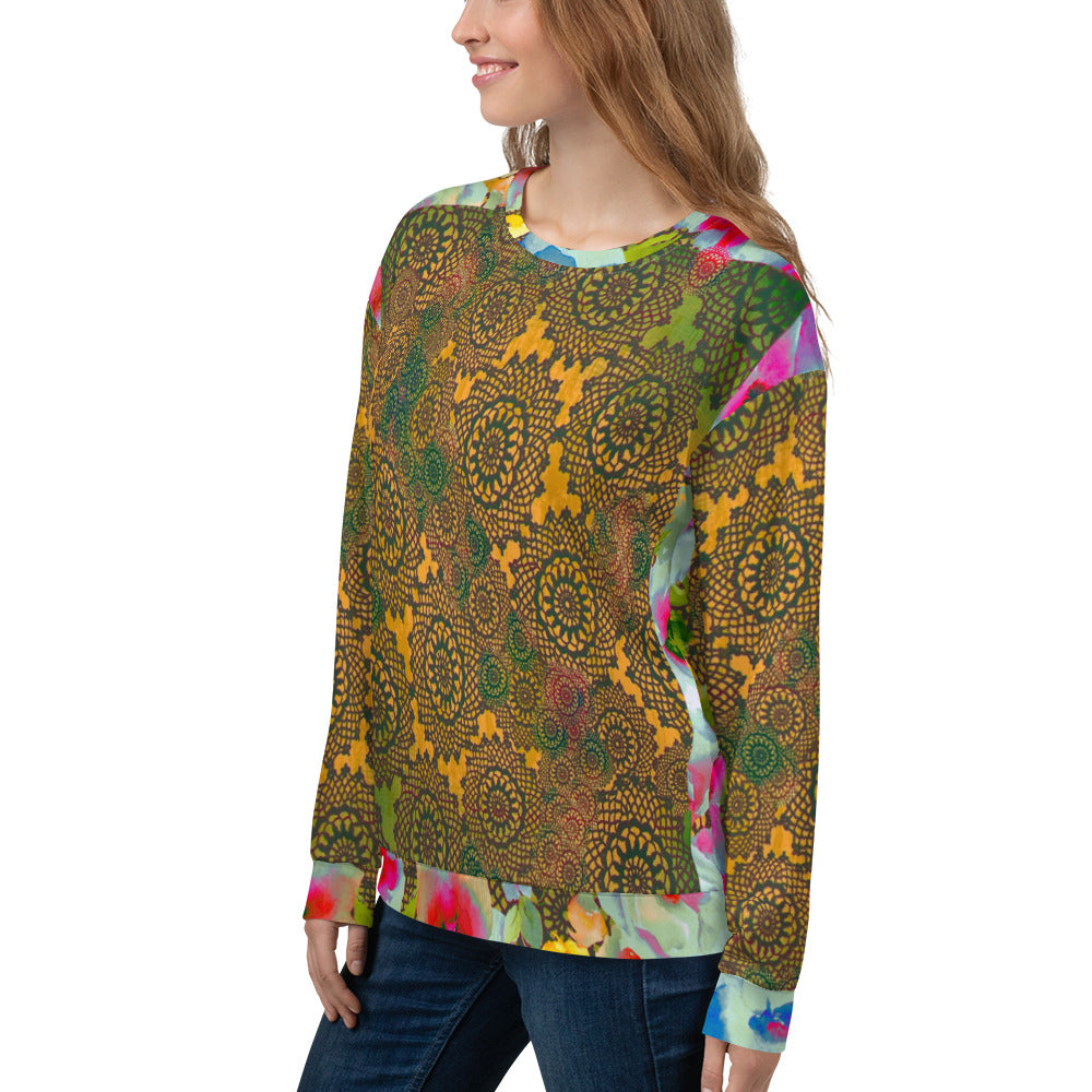 Lace Print sweatshirt, womens long sleeve top, Size XS to 3XL plus size, design 15