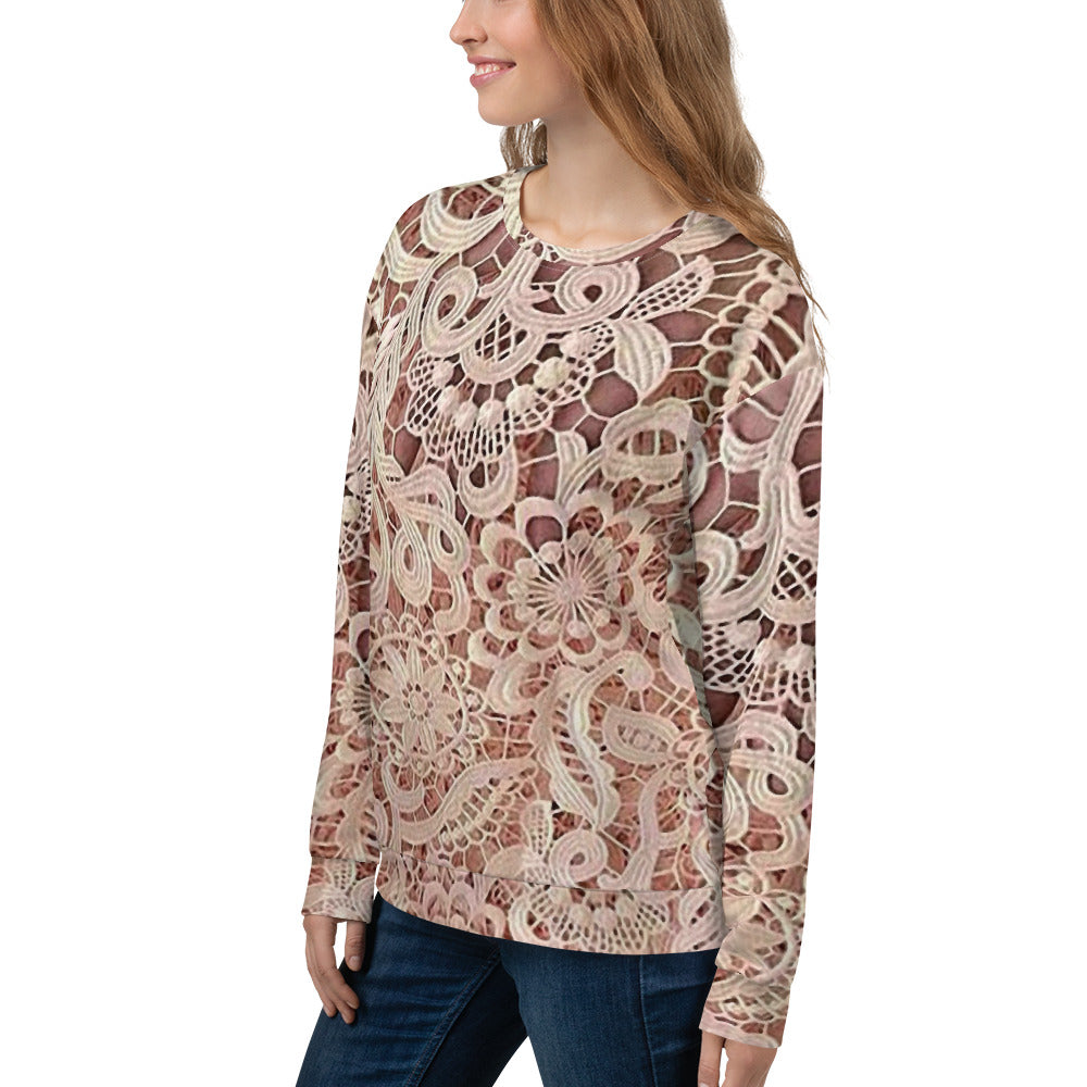 Lace Print sweatshirt, womens long sleeve top, Size XS to 3XL plus size, design 11