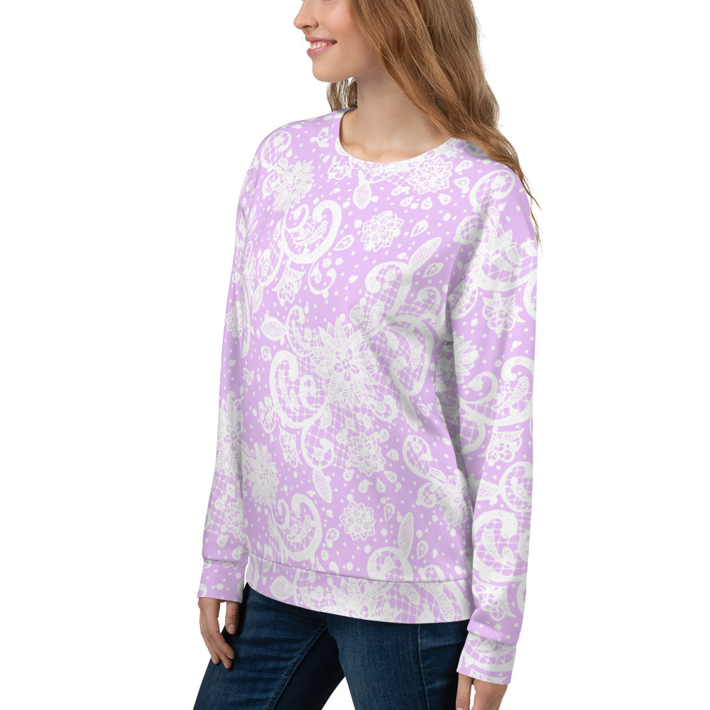 Lace Print sweatshirt, womens long sleeve top, Size XS to 3XL plus size, design 06