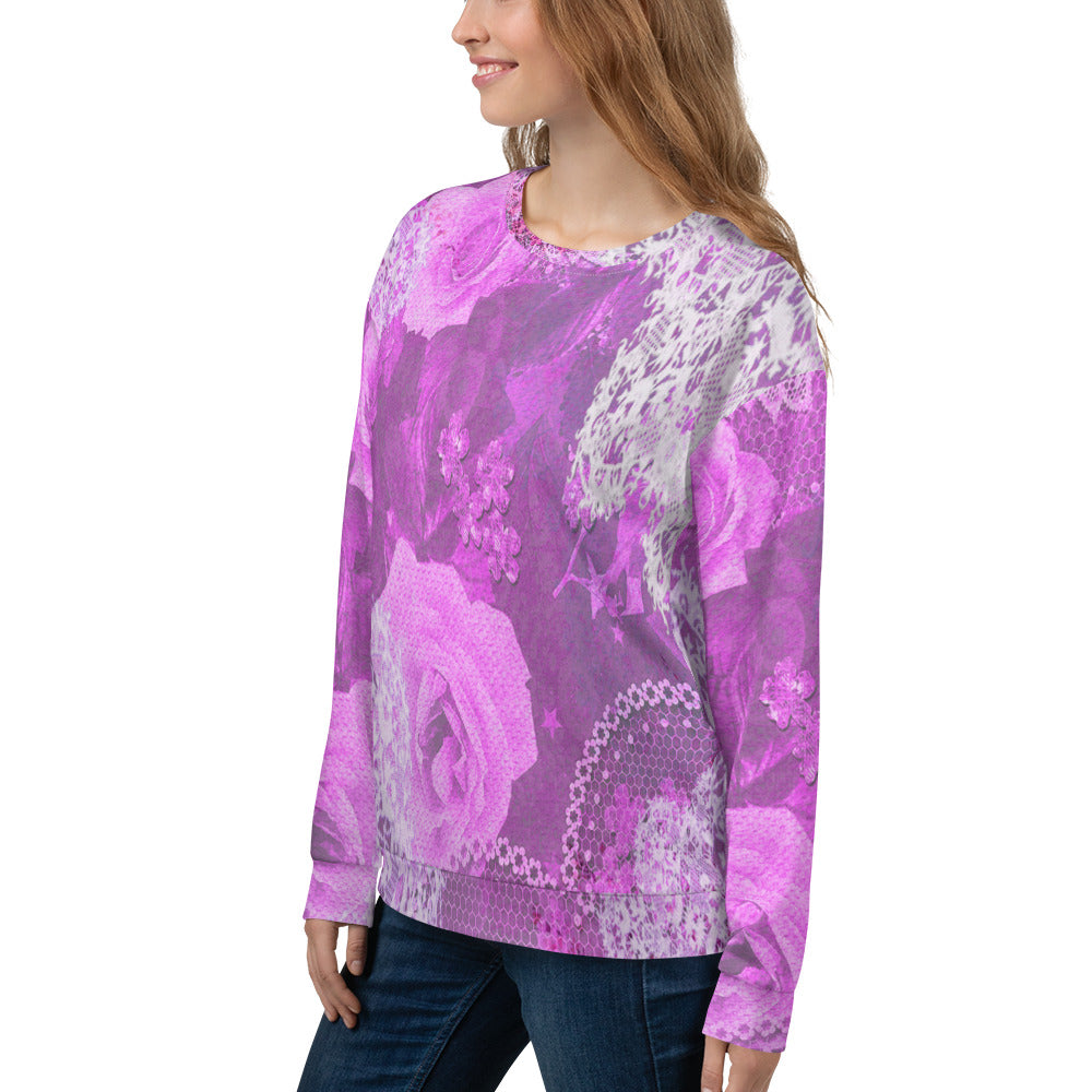 Lace Print sweatshirt, womens long sleeve top, Size XS to 3XL plus size, design 03
