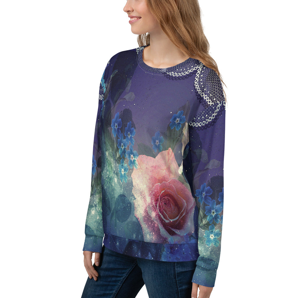 Lace Print sweatshirt, womens long sleeve top, Size XS to 3XL plus size, design 02