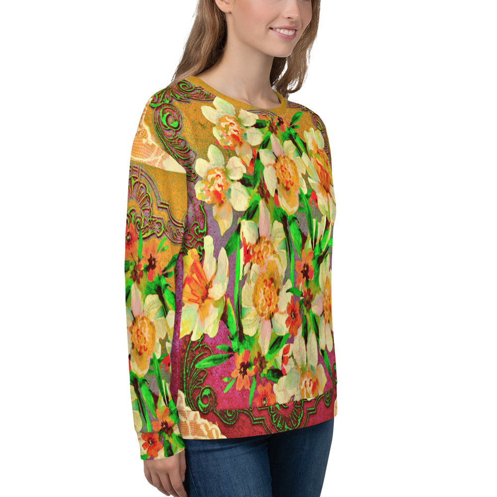 Lace Print sweatshirt, womens long sleeve top, Size XS to 3XL plus size, design 48