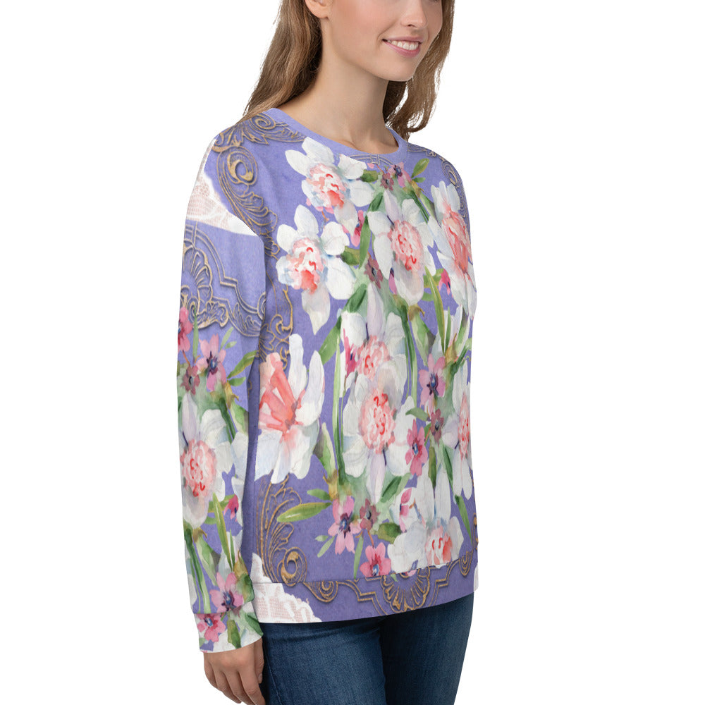 Lace Print sweatshirt, womens long sleeve top, Size XS to 3XL plus size, design 47