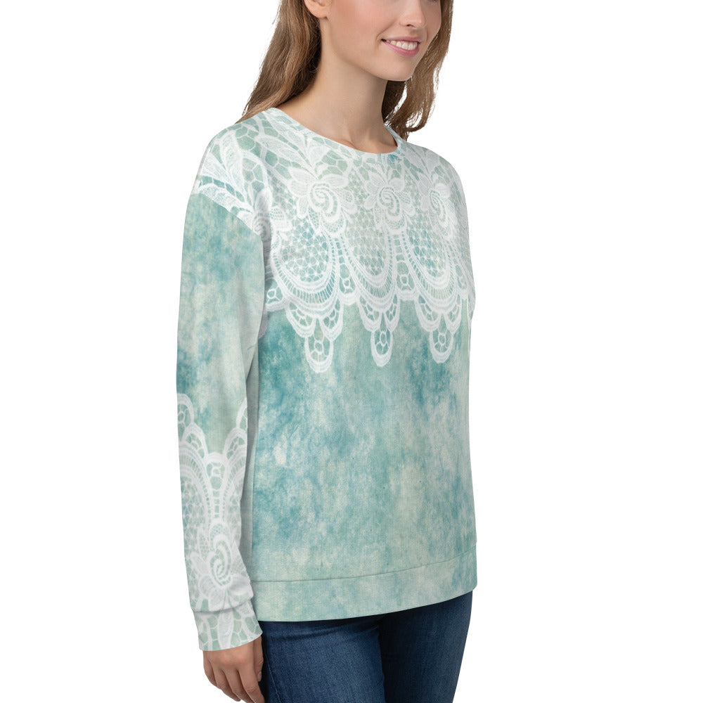 Lace Print sweatshirt, womens long sleeve top, Size XS to 3XL plus size, design 41