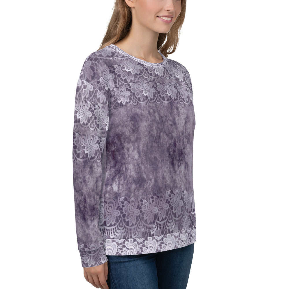 Lace Print sweatshirt, womens long sleeve top, Size XS to 3XL plus size, design 39