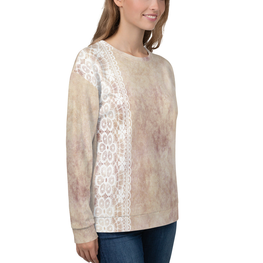 Lace Print sweatshirt, womens long sleeve top, Size XS to 3XL plus size, design 35