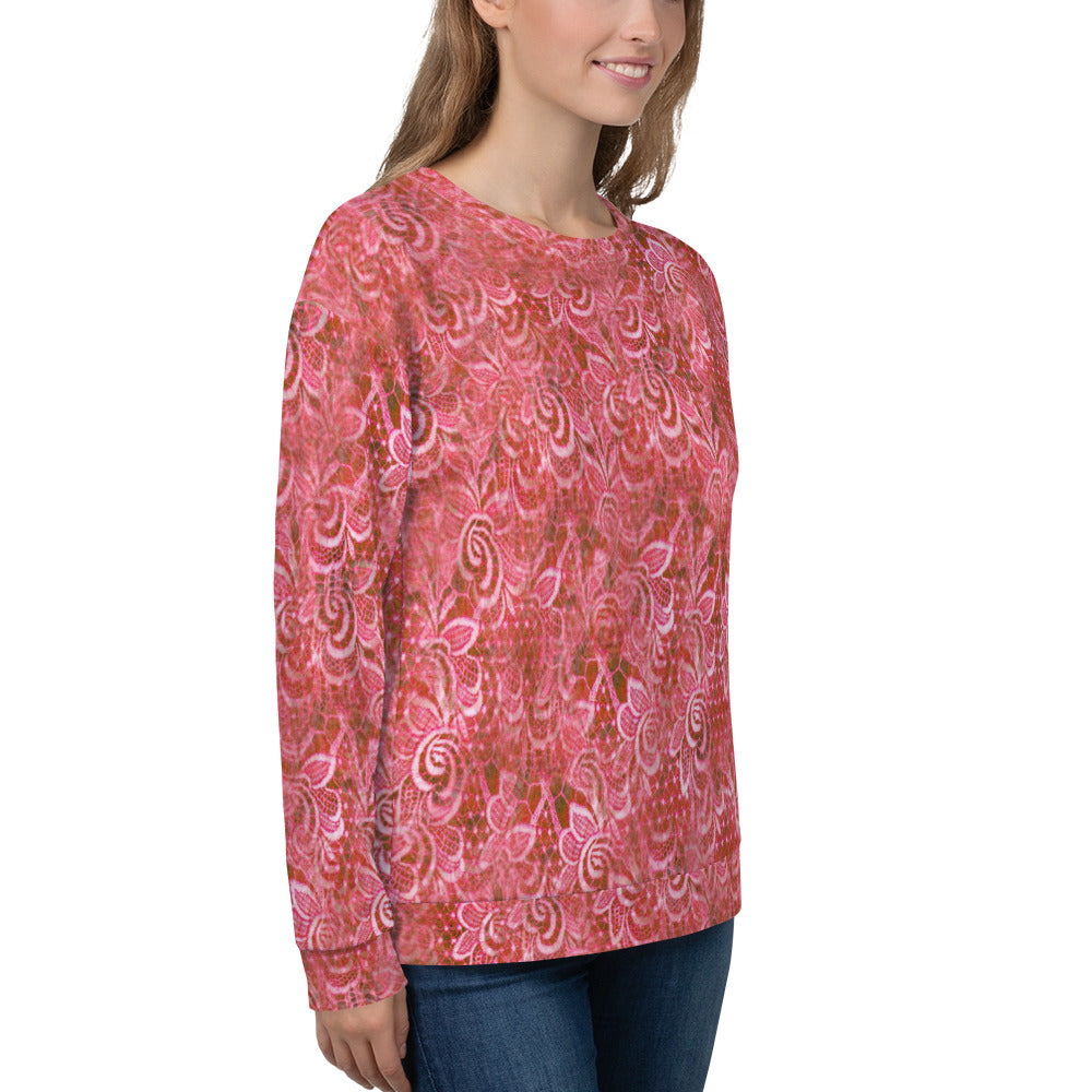 Lace Print sweatshirt, womens long sleeve top, Size XS to 3XL plus size, design 33