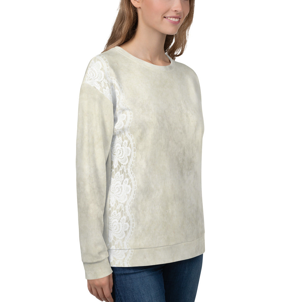 Lace Print sweatshirt, womens long sleeve top, Size XS to 3XL plus size, design 27