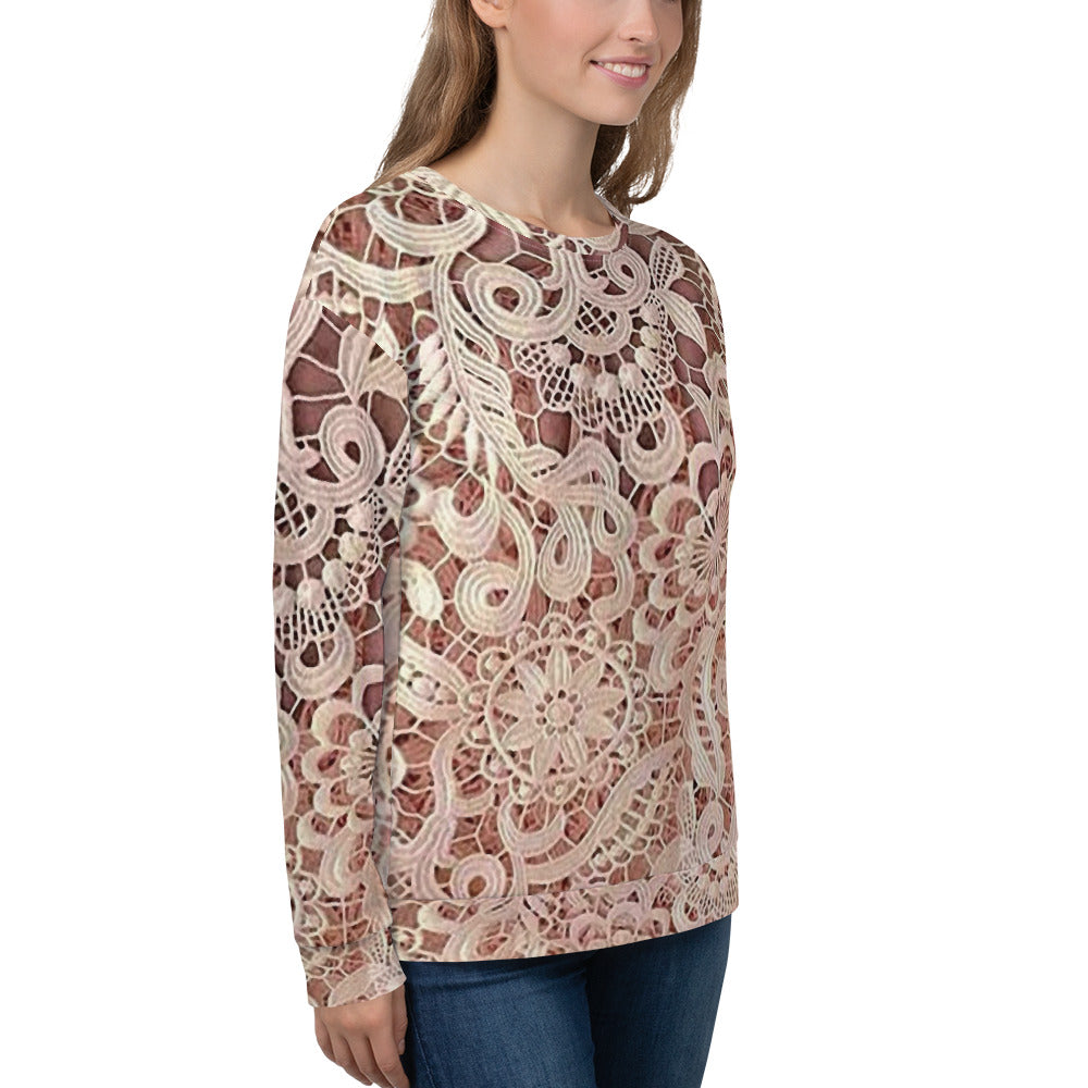 Lace Print sweatshirt, womens long sleeve top, Size XS to 3XL plus size, design 11
