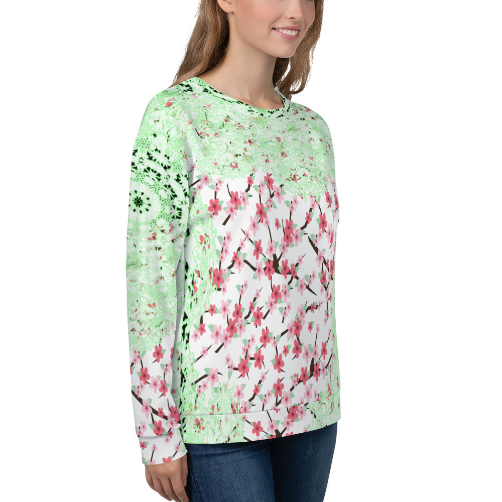 Lace Print sweatshirt, womens long sleeve top, Size XS to 3XL plus size, design 10