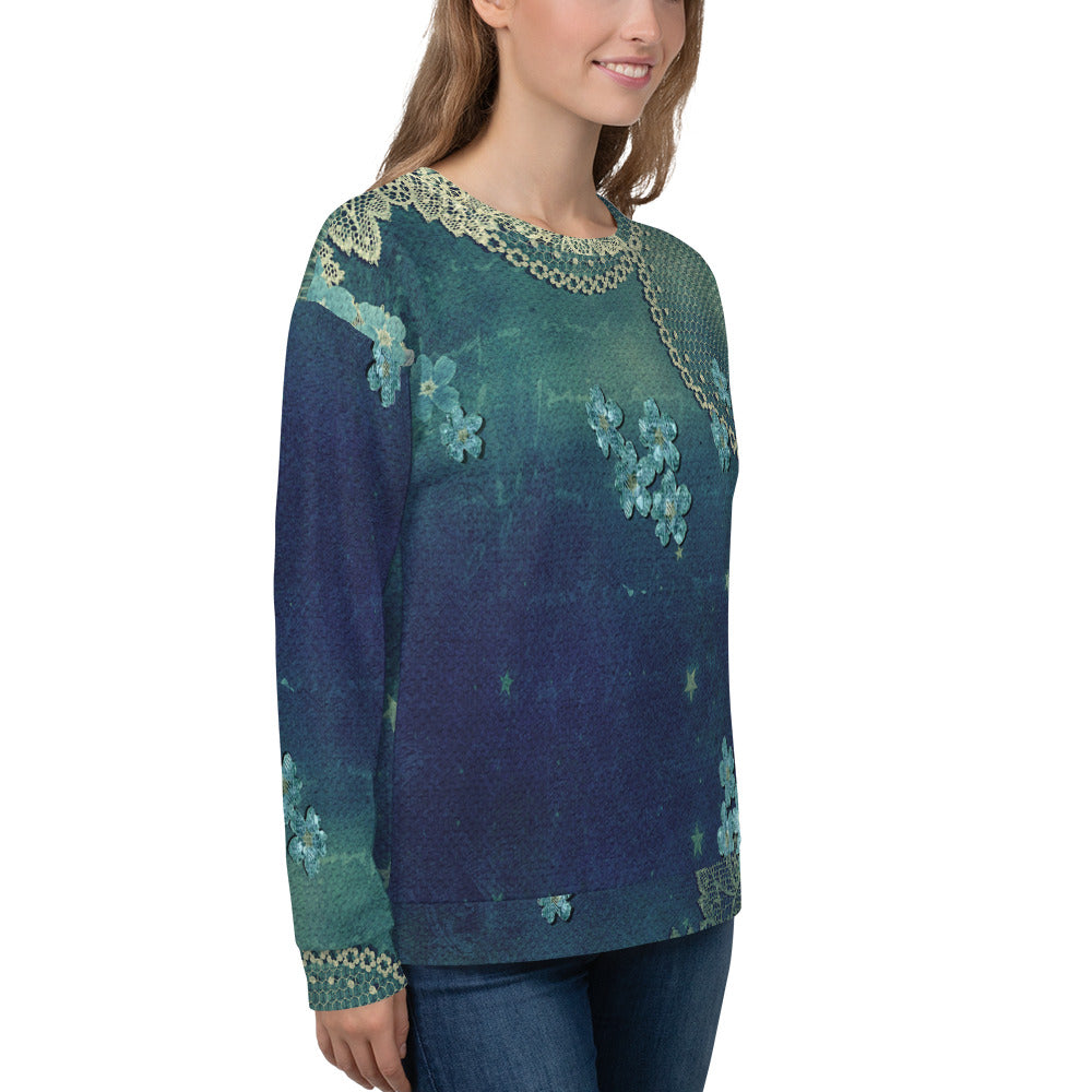 Lace Print sweatshirt, womens long sleeve top, Size XS to 3XL plus size, design 04