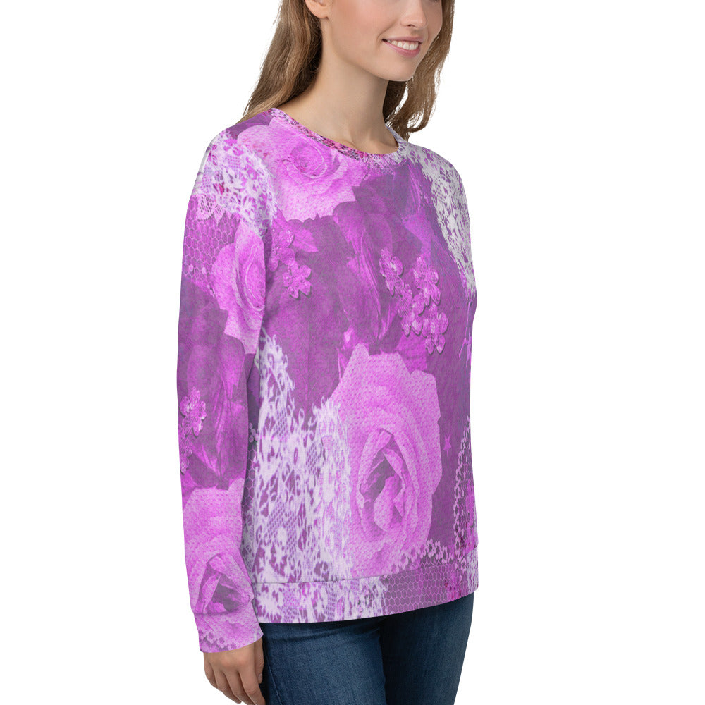 Lace Print sweatshirt, womens long sleeve top, Size XS to 3XL plus size, design 03