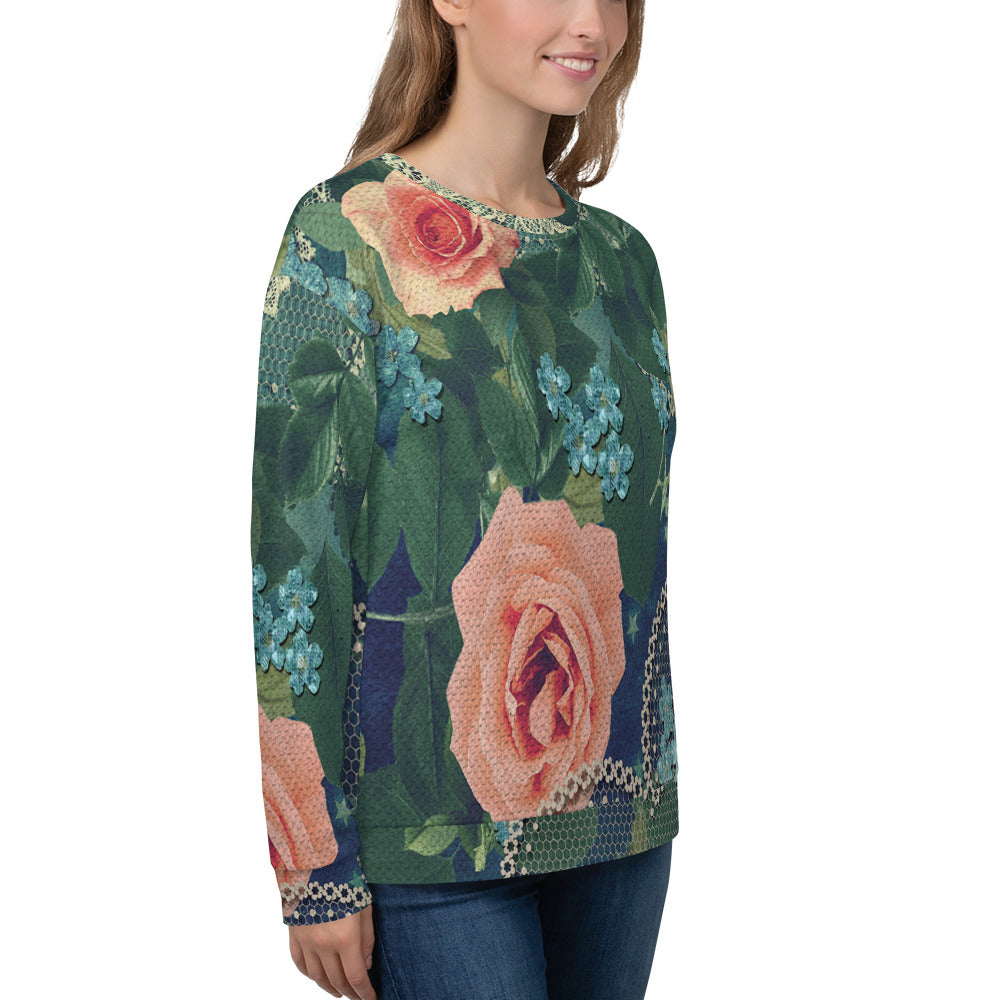 Lace Print sweatshirt, womens long sleeve top, Size XS to 3XL plus size, design 01