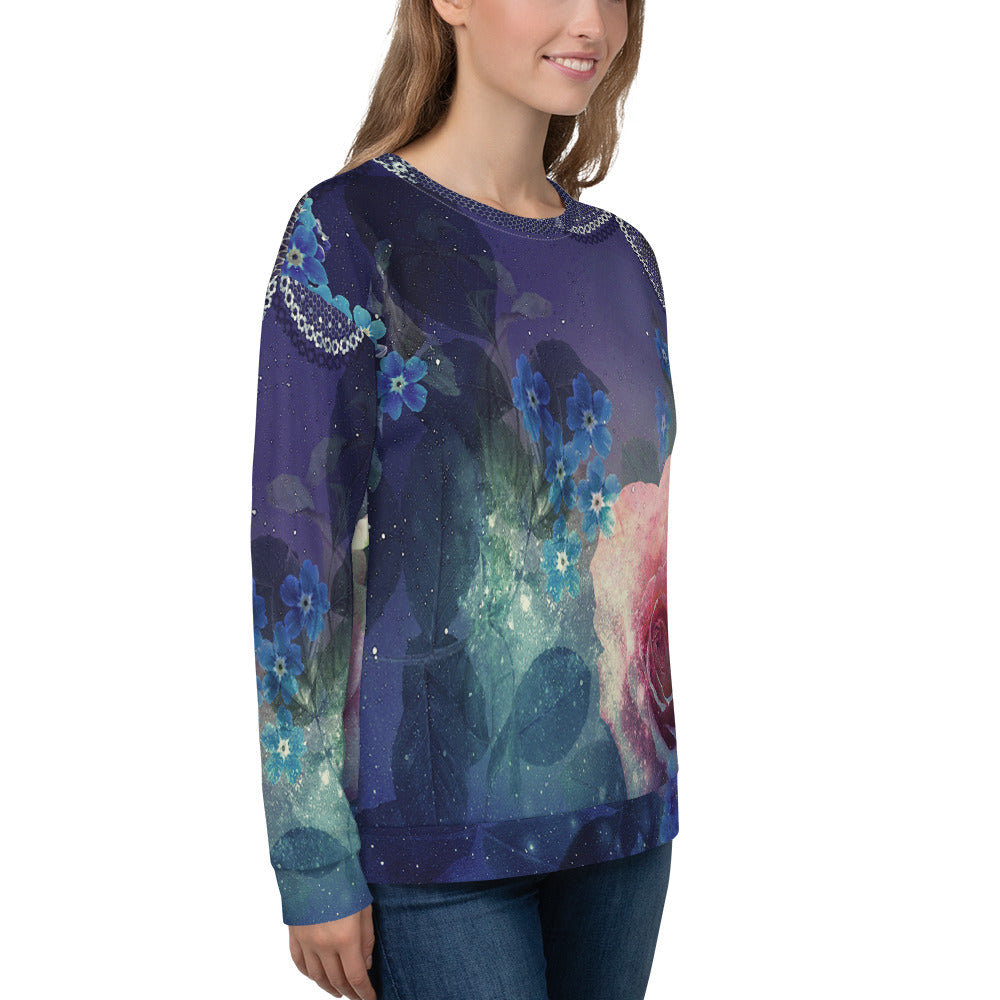 Lace Print sweatshirt, womens long sleeve top, Size XS to 3XL plus size, design 02