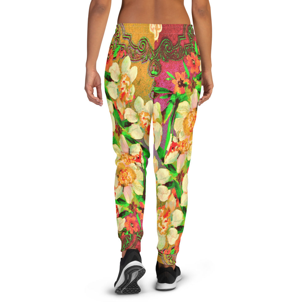 Victorian lace print sweatpants, womens joggers, Size XS to 3XL plus size, design 48