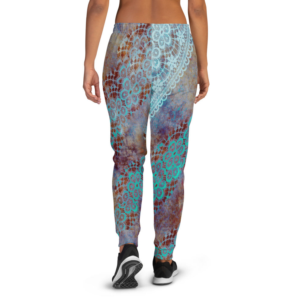 Victorian lace print sweatpants, womens joggers, Size XS to 3XL plus size, design 37