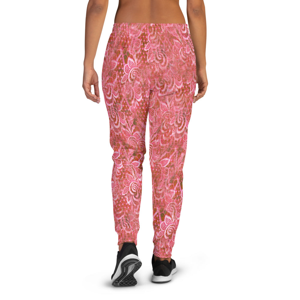 Victorian lace print sweatpants, womens joggers, Size XS to 3XL plus size, design 33