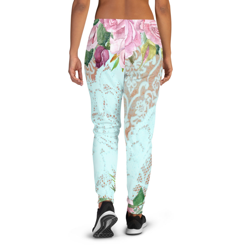 Victorian lace print sweatpants, womens joggers, Size XS to 3XL plus size, design 24