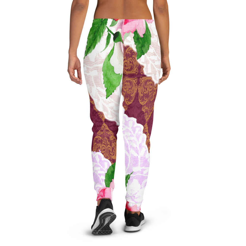Victorian lace print sweatpants, womens joggers, Size XS to 3XL plus size, design 19