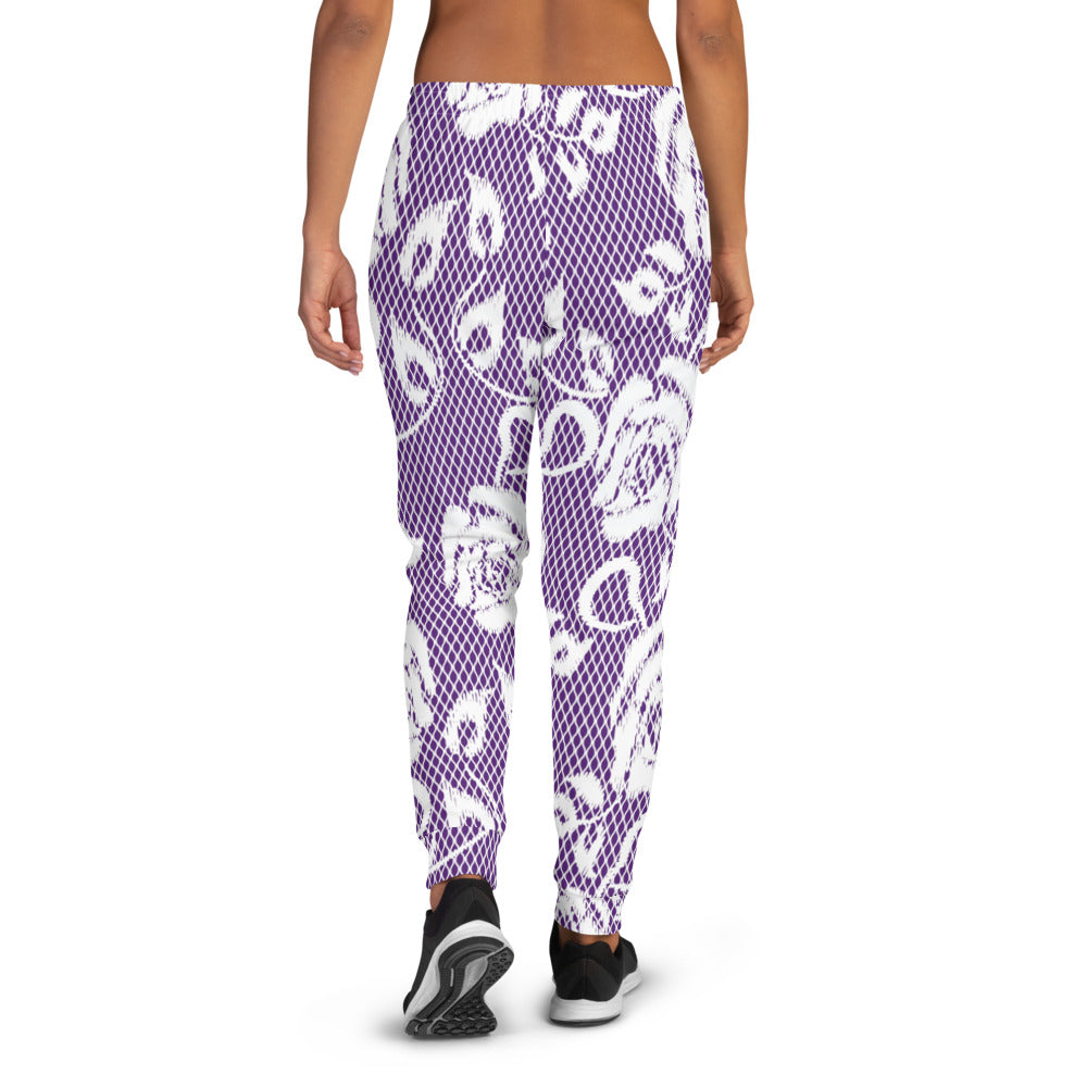 Victorian lace print sweatpants, womens joggers, Size XS to 3XL plus size, design 18