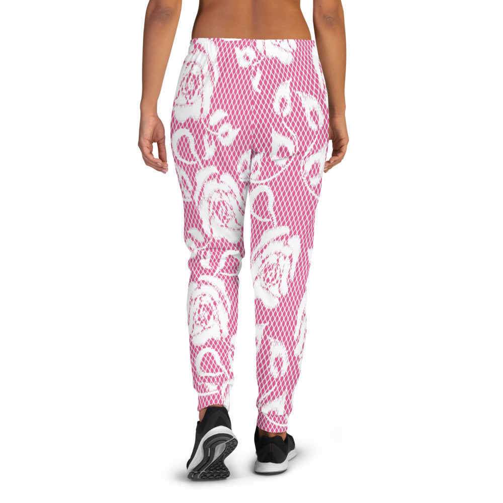 Victorian lace print sweatpants, womens joggers, Size XS to 3XL plus size, design 17