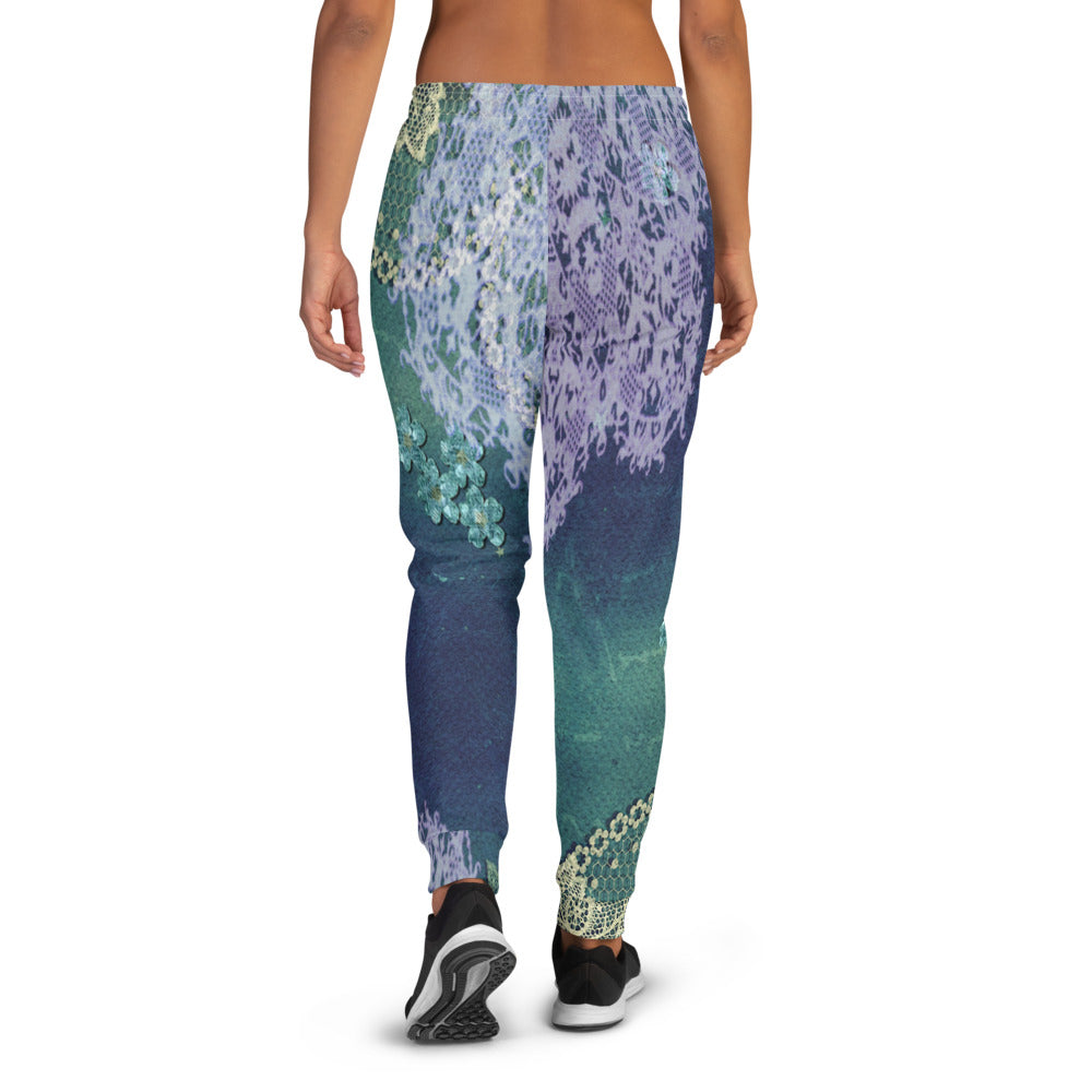 Victorian lace print sweatpants, womens joggers, Size XS to 3XL plus size, design 05