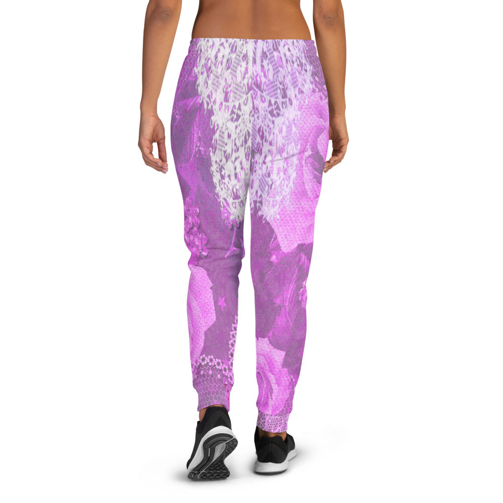 Victorian lace print sweatpants, womens joggers, Size XS to 3XL plus size, design 03