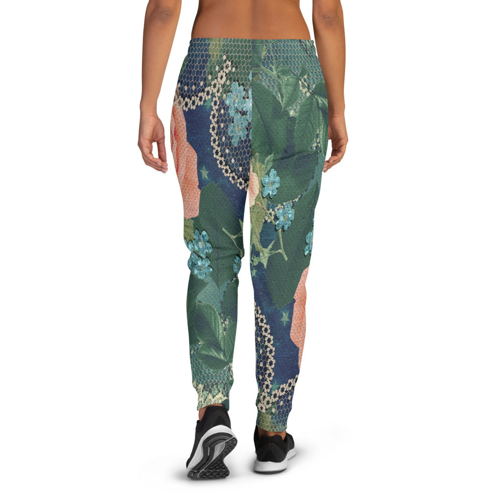 Victorian lace print sweatpants, womens joggers, Size XS to 3XL plus size, design 01