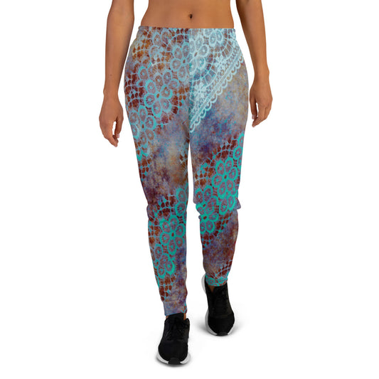 Victorian lace print sweatpants, womens joggers, Size XS to 3XL plus size, design 37