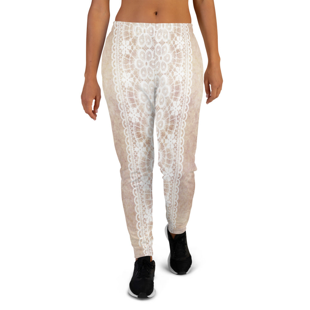 Victorian lace print sweatpants, womens joggers, Size XS to 3XL plus size, design 35