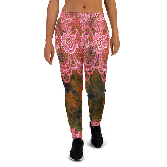 Victorian lace print sweatpants, womens joggers, Size XS to 3XL plus size, design 32